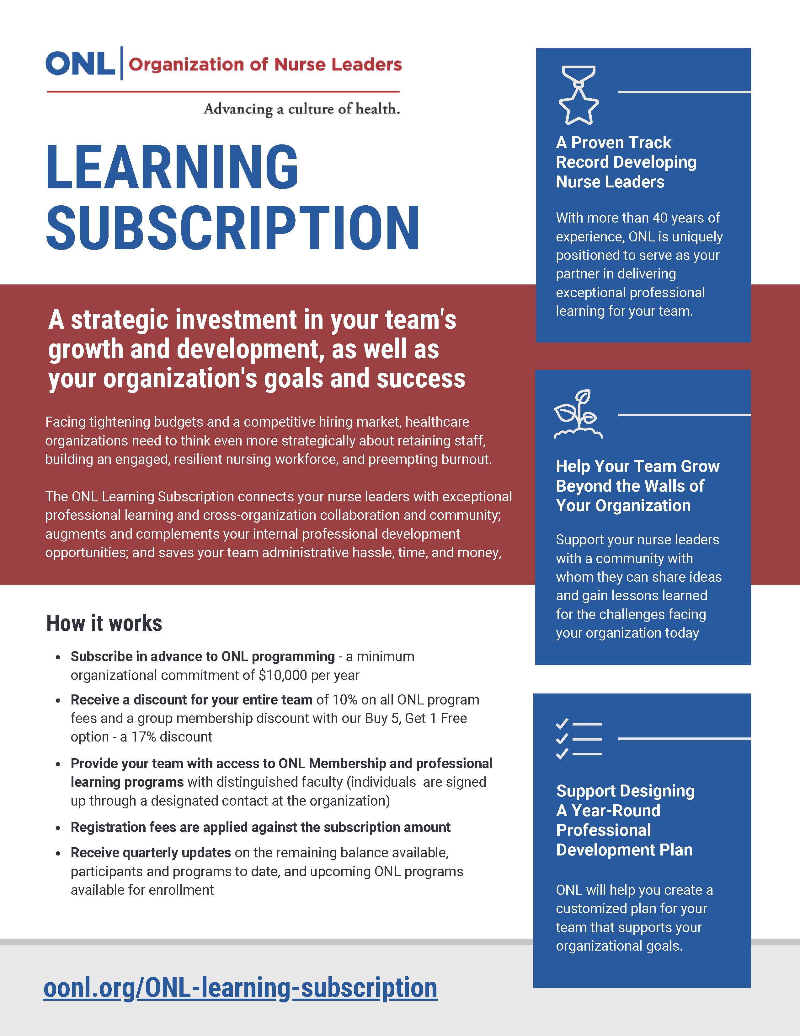 ONL Learning Subscription Flyer