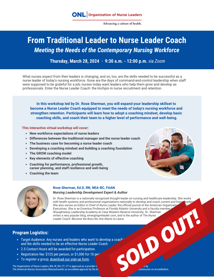 Nurse Leader Coach Workshop Flyer