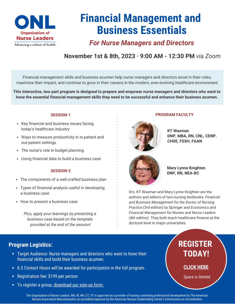 Financial Management and Business Essentials for Nurse Managers and Directors