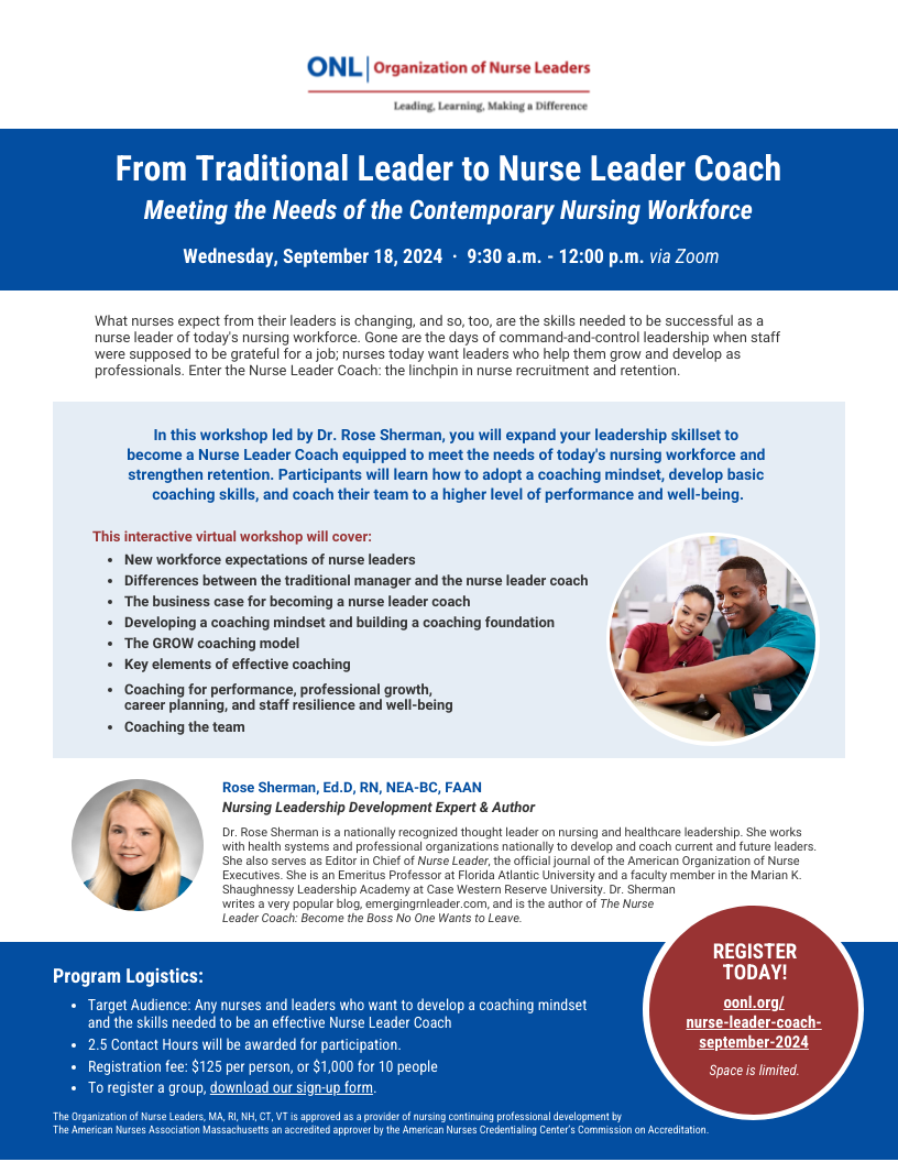 Nurse Leader Coach Workshop Flyer