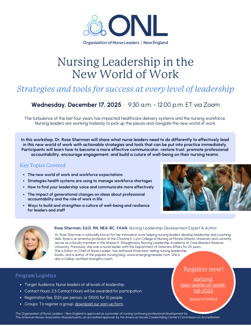 Nursing Leadership in the New World of Work Workshop Flyer