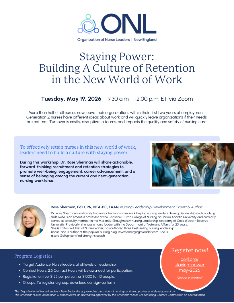 Nursing Leadership in the New World of Work Workshop Flyer