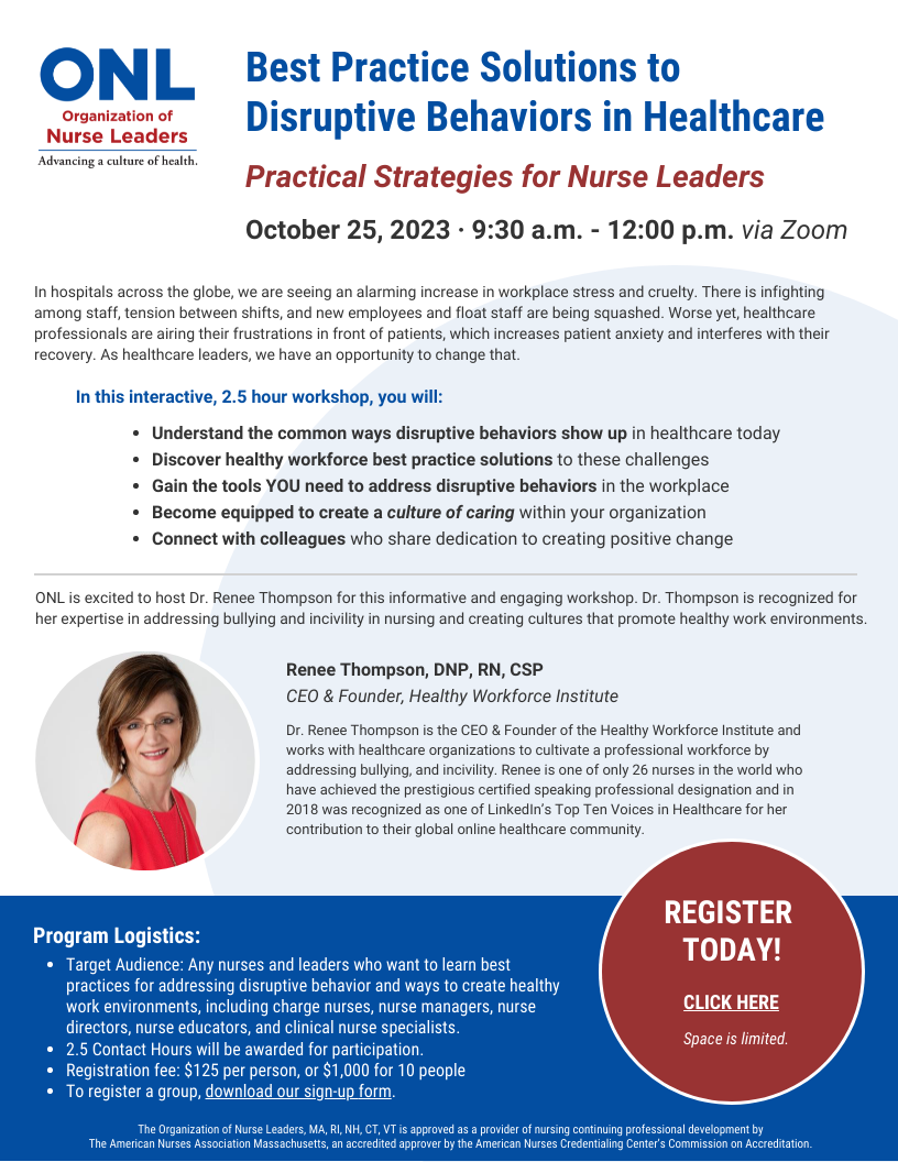 Best Practice Solutions to Disruptive Behaviors in Healthcare
