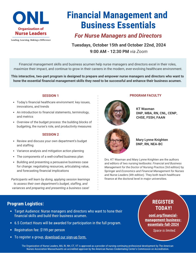 Financial Management and Business Essentials for Nurse Managers and Directors