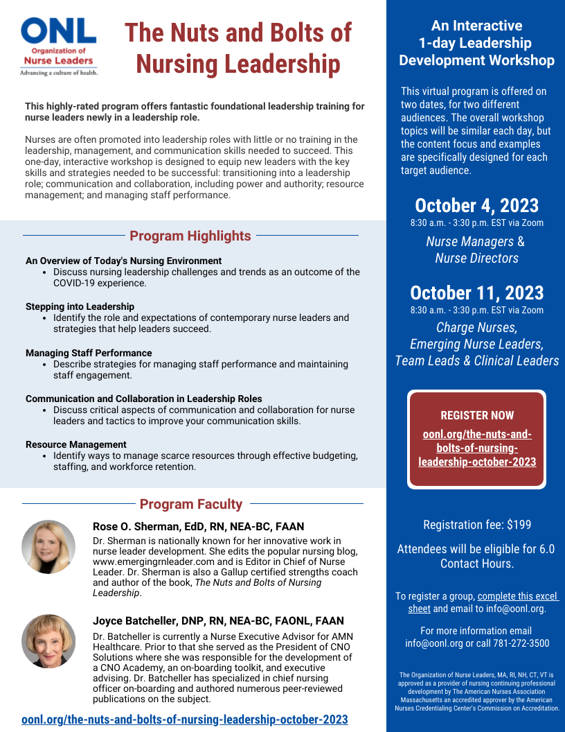 Nuts and Bolts of Nursing Leadership